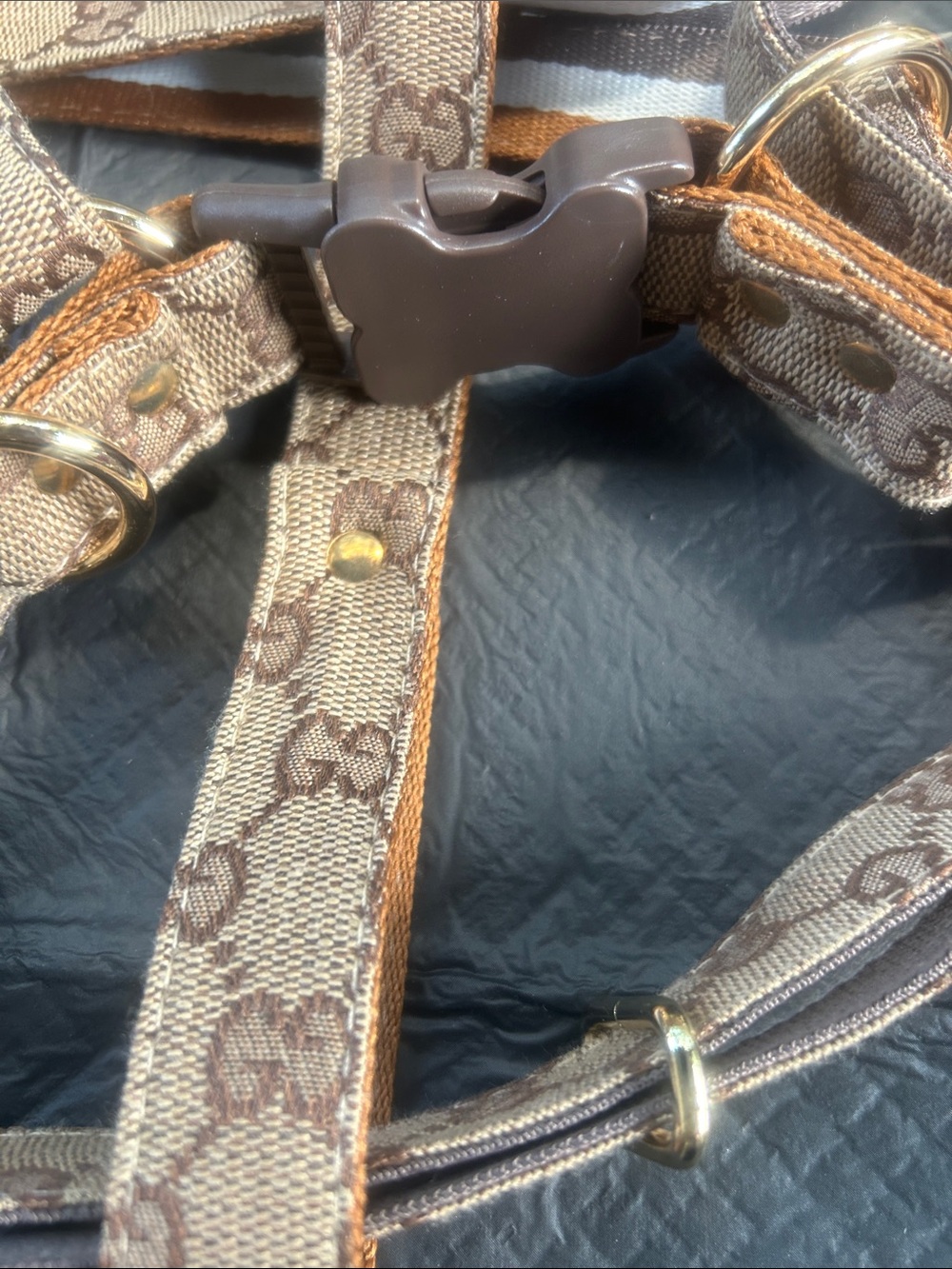 Designer-Inspired Dog Harness and Leash Set. Brand new. Size medium adjustable. - Picture 2 of 5